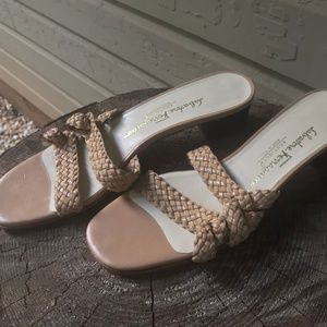 VINTAGE Ferragamo leather sandals beige size 7